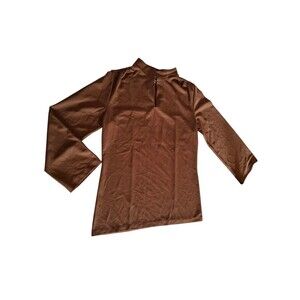 Vintage 70s Beeline Polyester Collared Long Sleeve Shirt Brown Sz M VTG